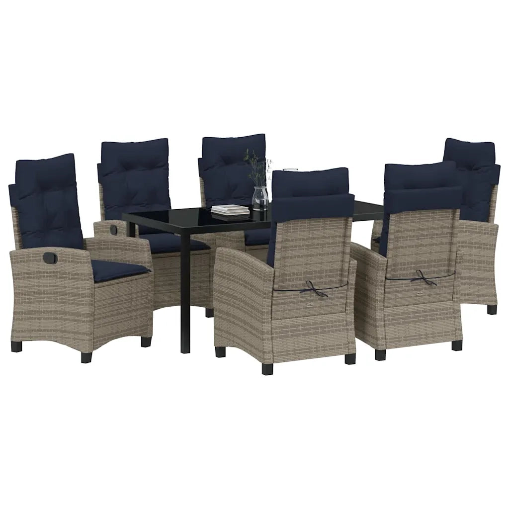 Set da Pranzo per Giardino con cuscino 7 pcs Grigio polyrattan 3380467