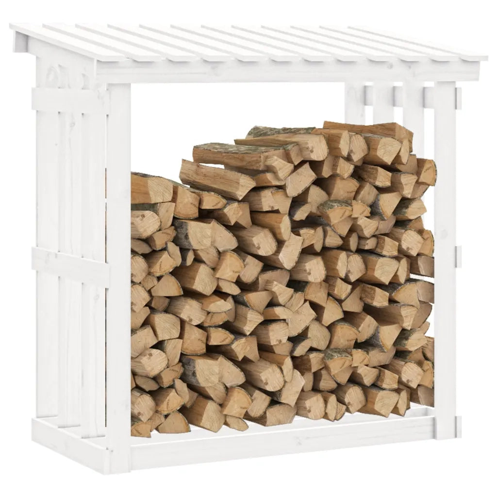 Portalegna Bianco 108x64,5x109 cm in Legno Massello di Pino cod mxl 62439