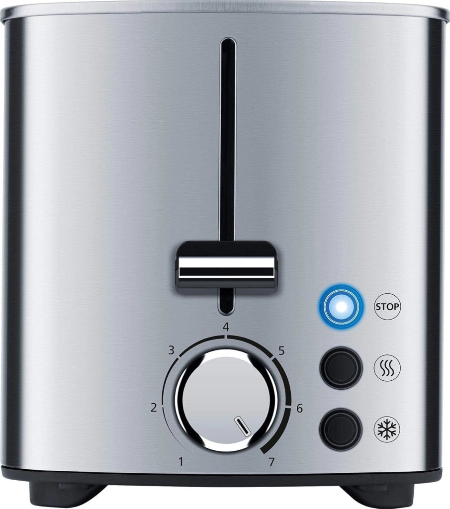 Steba TO 21 INOX Tostapane a Doppia Fessura Lunga 4 Fette 1400 W 7 Livelli di Doratura Regolabili Funzioni Tostatura Scongelamento Riscaldamento Stop Colore Acciaio Inox