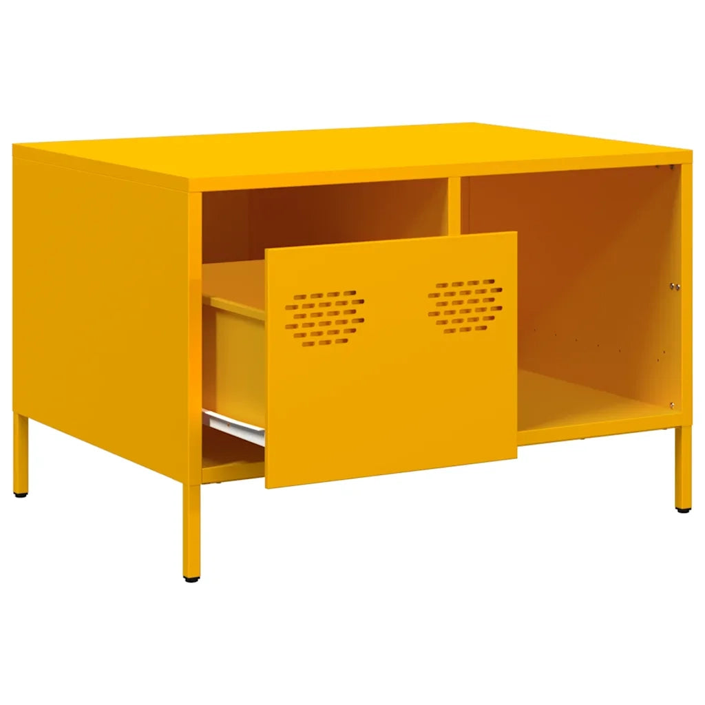 Tavolino Giallo Senape 68,5x50x43,5cm Acciaio Laminato a Freddo