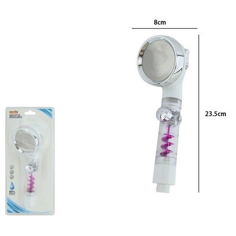 Trade Shop - Doccetta Soffione Doccia Bagno Con Pulsante Stop Multigetto Ventola A Spirale 87534 -