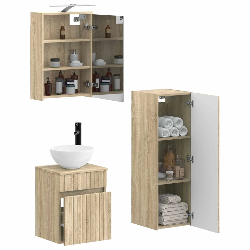 Set di mobili per il bagno 4 pcs Rovere Sonoma 3407465
