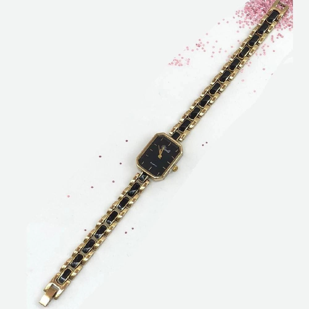 Trade Shop - Orologio Da Polso Yaki Donna Analogico Quarzo Acciaio Moda Dorato Nero Bracciale -