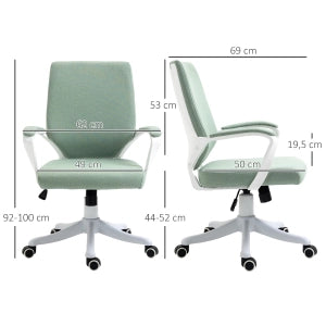 Sedia da ufficio ergonomica 360° con supporto lombare e funzione basculante, in poliestere verde 62 × 69 × 92-100 cm