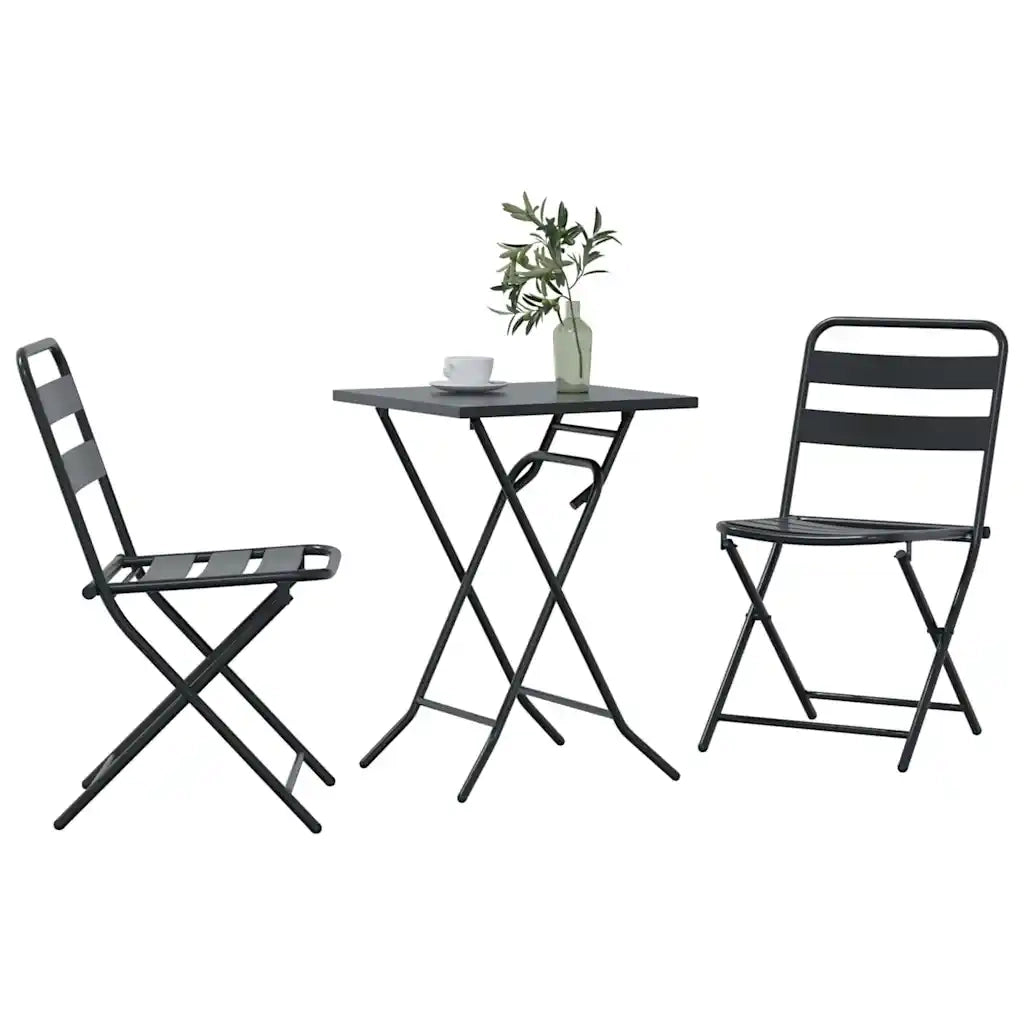 Set Bistro da Giardino 3 pz | Set Salotto da Giardino Antracite Acciaio