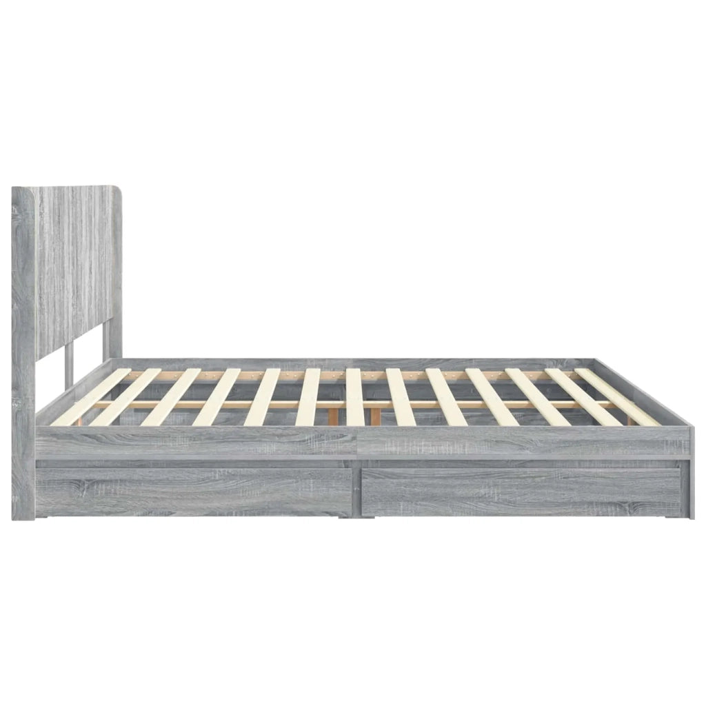 Struttura del letto con stoccaggio e testata Grigio Sonoma