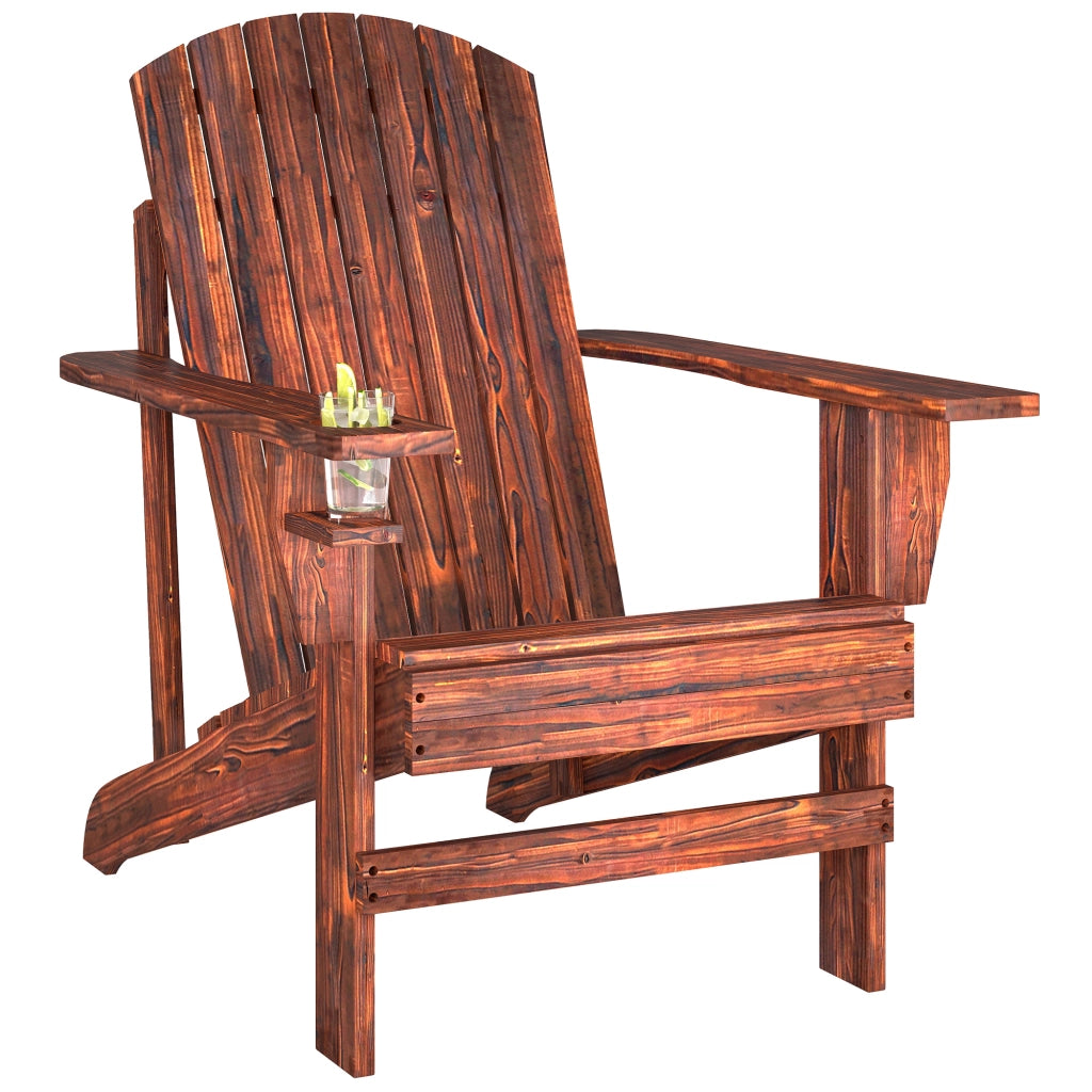 Sedia Adirondack in Legno con Braccioli e Schienale Alto per Esterno ¨C zephmum ¨C 72x95x93 cm Marrone