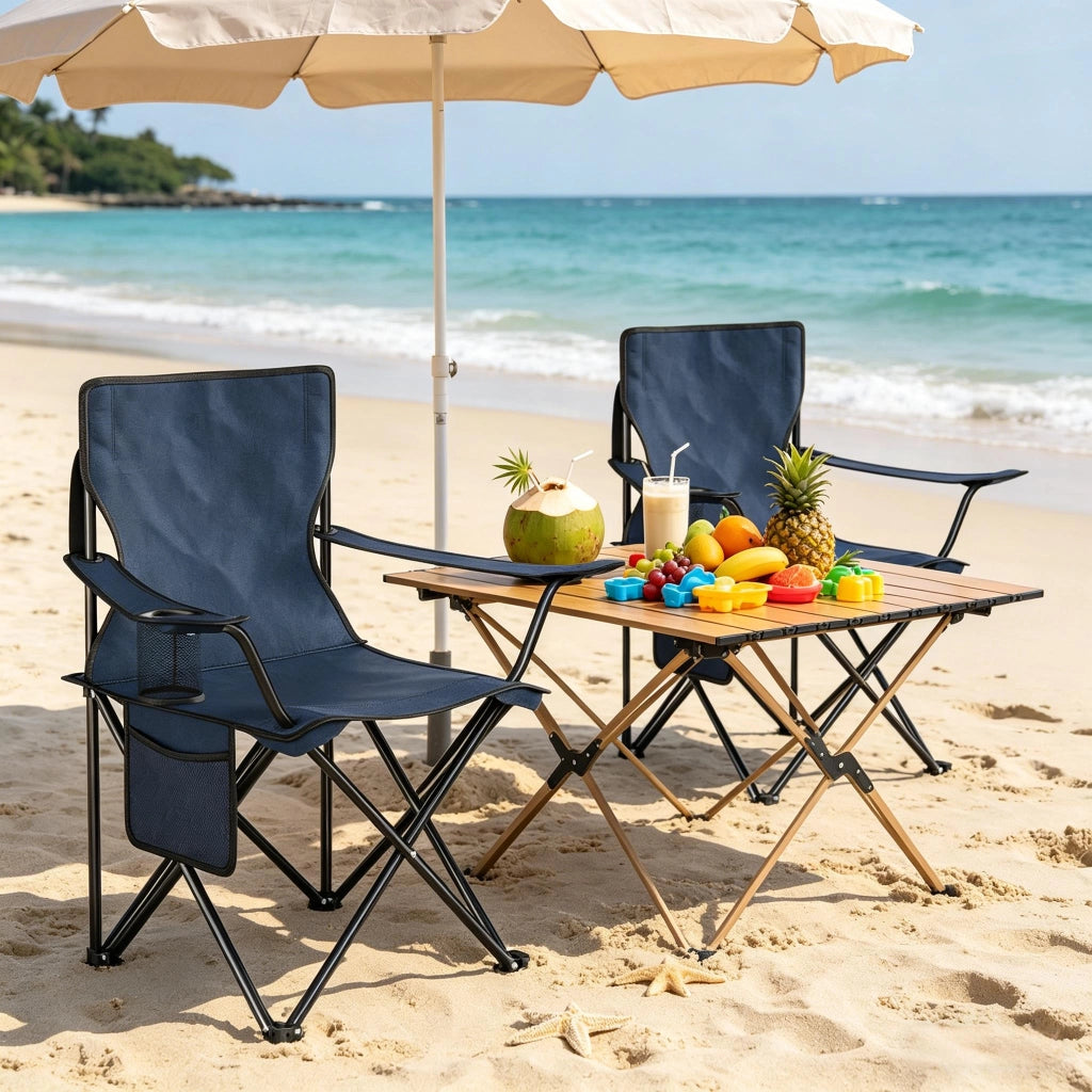 SEDIA DA CAMPEGGIO PIEGHEVOLE Set da 2 pezzi 47x76x80,5 cm Blu navy