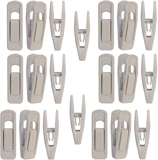 Hanger Antislip per Abbigliamento 20 pezzi - Clip per Abito in Velluto - Clip per Abito con Presa Antiscivolo - Forza di Chiusura Elevata - Materiale Duraturo - Design Elegante