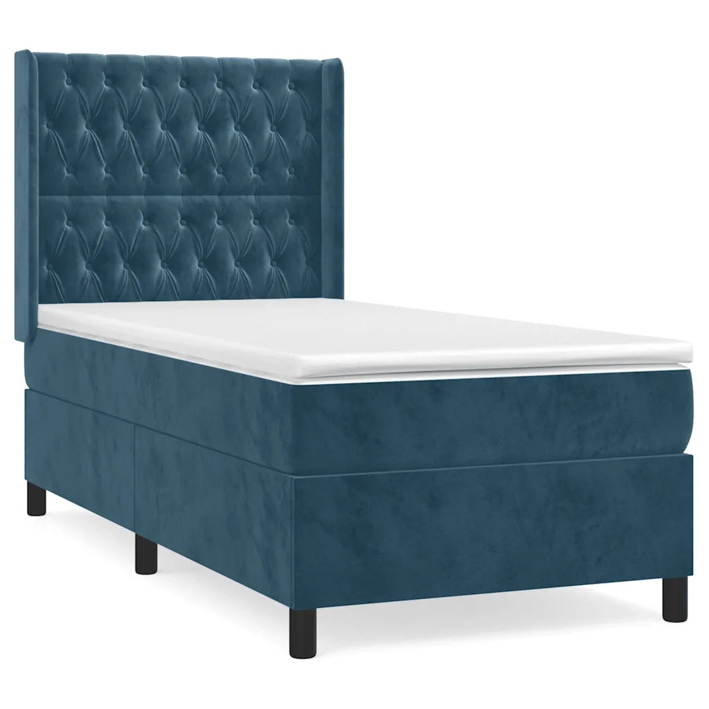 Giroletto a Molle con Materasso Blu Scuro 90x200 cm in Velluto 3132841