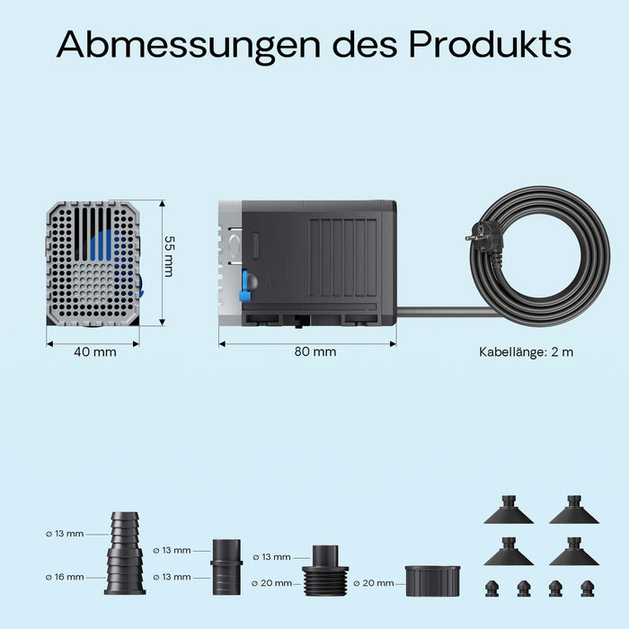 CHJ-500-10 Pompa da laghetto 500l/h 7W Filtro e pompa per ruscelli Cavo da 10 m