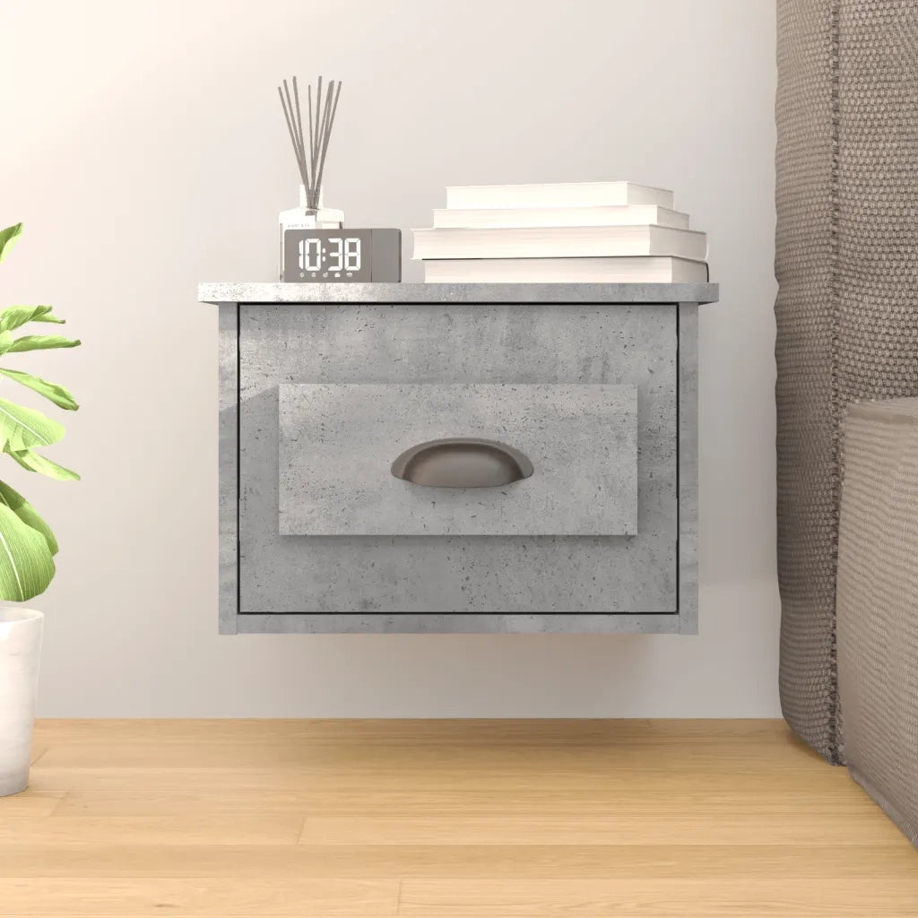 vidaXL Comodino a Parete Grigio Cemento 41,5x36x28 cm