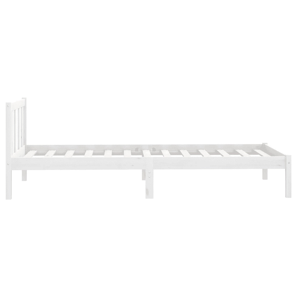 Giroletto-Struttura Letto Bianco in Legno Massello di Pino 90x190 cm Single 761688