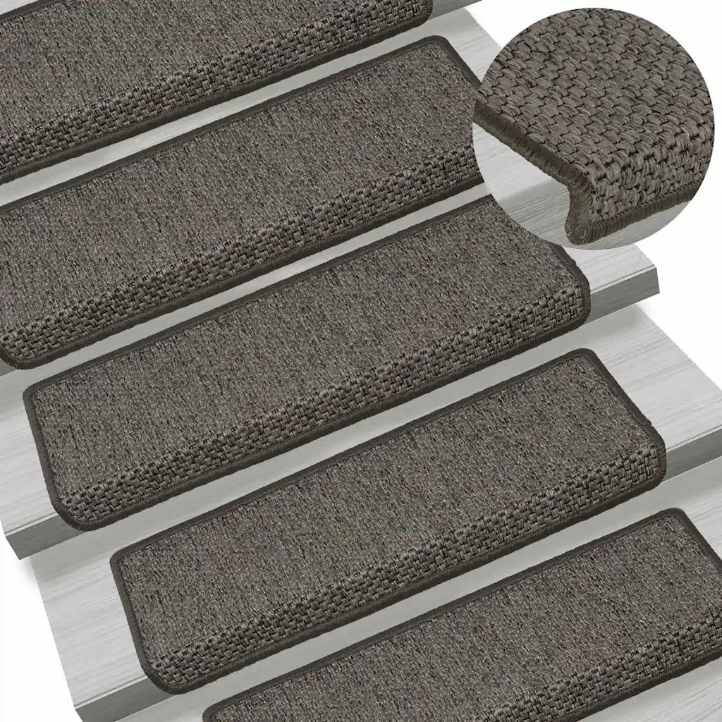 Tappeti Adesivi per Scale Sisal 30 pz | Gradini per Scale 65x21x4cm Grigio e Beige