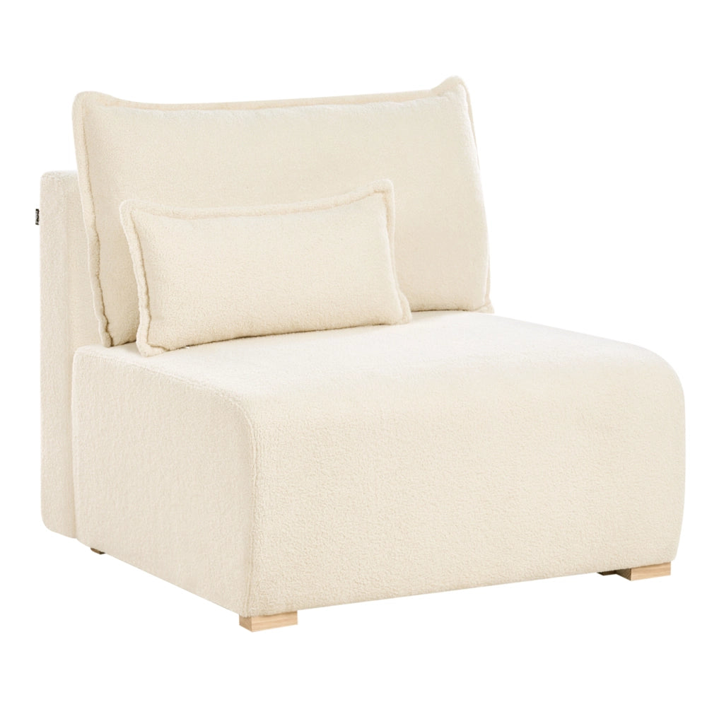 Divano componibile bianco sporco Boucle imbottito con funzione letto e contenitore Stile minimalista