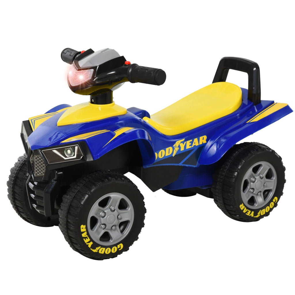 EasyComfort Quad Giocattolo per Bambini 18-36 Mesi con Licenza GOODYEAR con Luci e Suoni Realistici, Blu e Giallo, 60x31x42cm