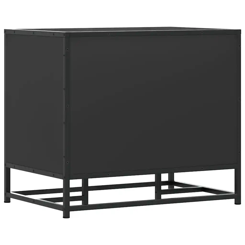Panca Portaoggetti-Sgabello-Panca con Contenitore Nera 60x40x53,5 cm Multistrato e Metallo