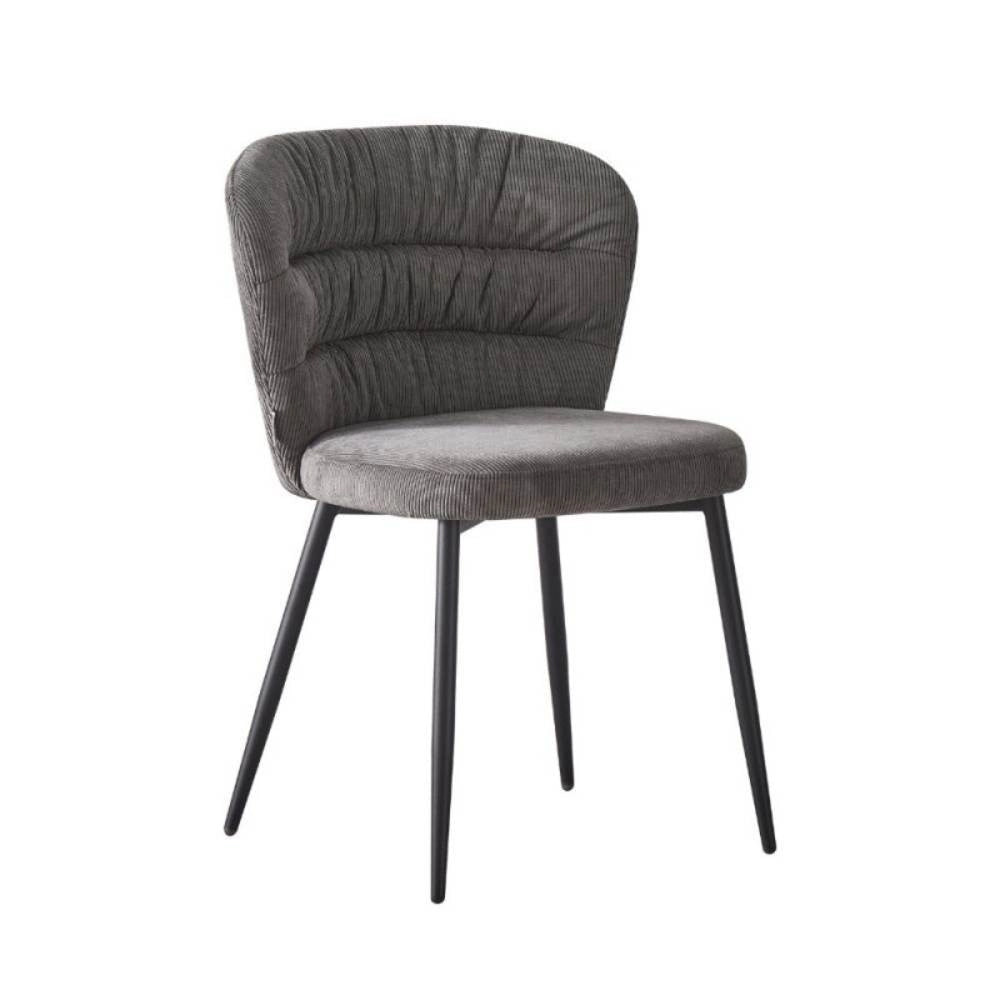 Set 4 Sedia con schienale avvolgente tessuto grigio Klontar