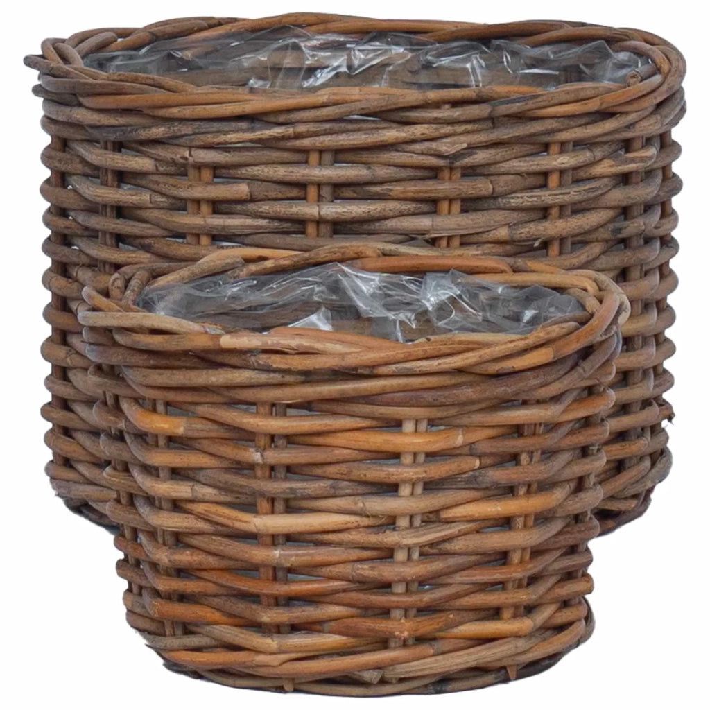 Cestino per Piante con archiviazione 2 pcs Marrone Rattan Kubu 42020962