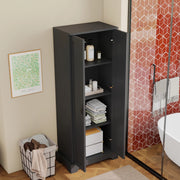 Armadietto da bagno con 2 ante, 4 ripiani regolabili e chiusura soft-close, per bagno, nero, 56 × 40 × 170 cm