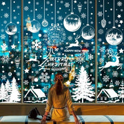 Decorazione per finestre di Natale riutilizzabile Decorazione per finestre di Natale per bambini Decorazione per finestre invernale Fiocchi di neve Babbo Natale Decorazione per finestre di Natale con elfo (E)