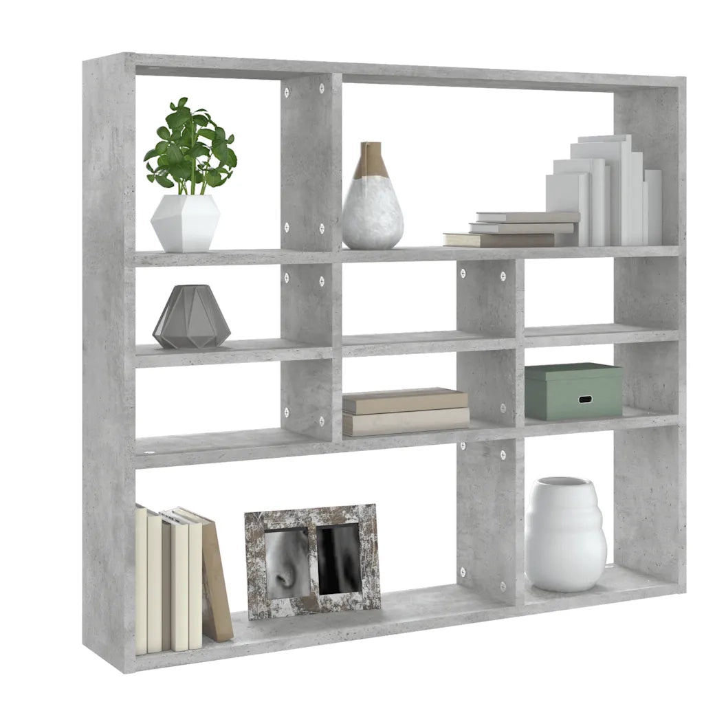 Scaffale a Parete Grigio Cemento 90x16x78 cm Legno Multistrato 802943