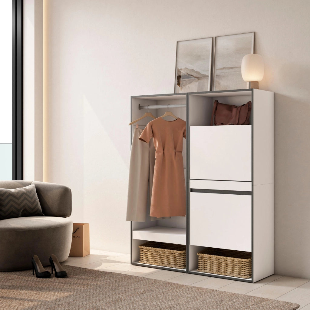 Armadio Aperto, 120x35x145cm, Camera da letto, Scarpiera, Bianco RF3483