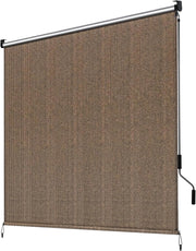 Tenda da sole verticale 300 x 240 cm, in HDPE per terrazze, tenda da sole da balcone, tubo in alluminio con manovella wireless, per balcone, terrazza, giardino, marrone, 1 pezzo