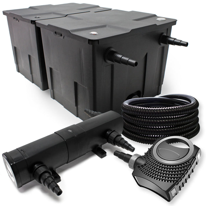 Set filtrante: Filtro bio per laghetto 60000l con Chiarificatore UVC 18W Pompa 80W Tubo e Fontana