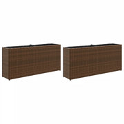 Fioriere | Cassetta per fiori | Vaso da Giardino con 2 Vasi Marrone 90x20x40 cm Polyrattan