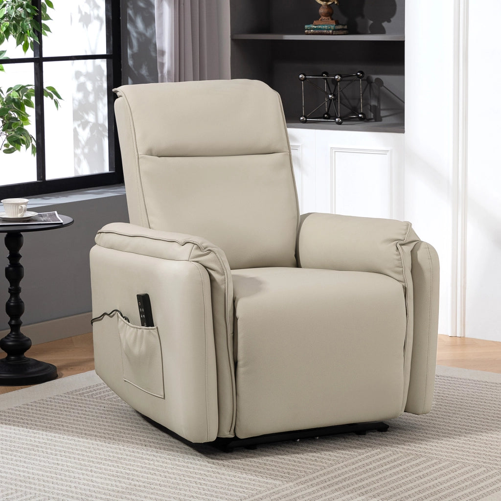 Poltrona Massaggiante Elettrica con Poggiapiedi ¨C Zephmum ¨C Similpelle Beige