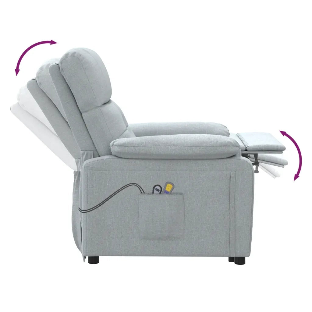 Poltrona Massaggiante Elettrica Grigio Chiaro in Tessuto 3073812