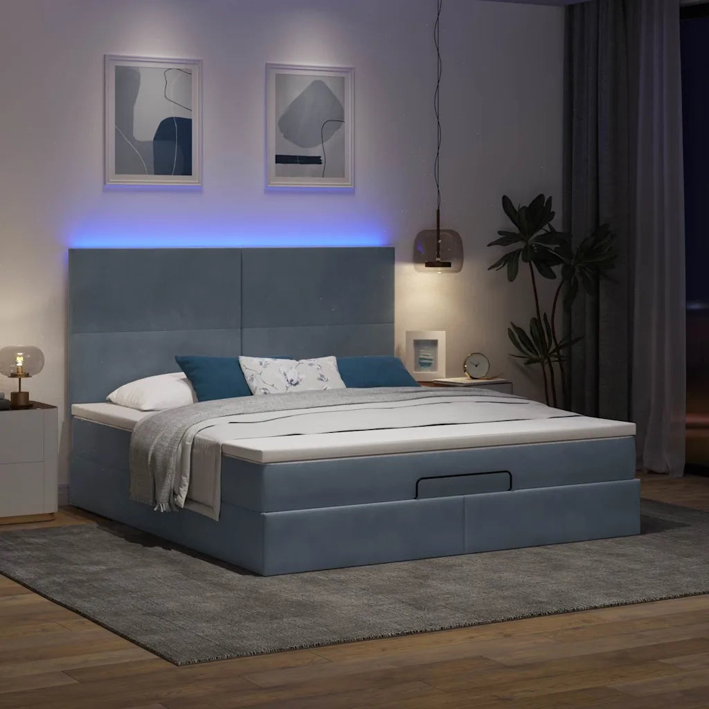 Struttura Letto Pouf con Materassi 160x200 cm in Velluto 3314259