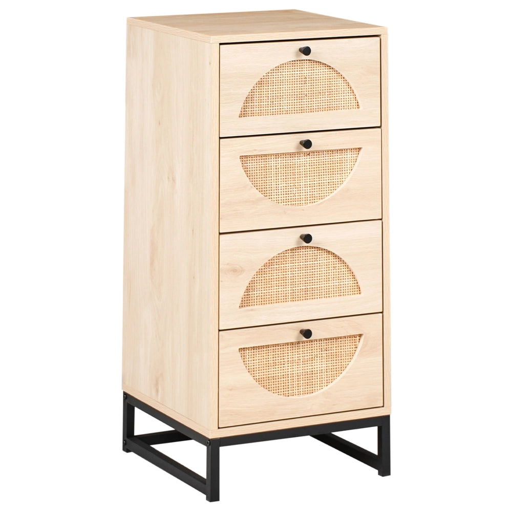 Cassettiera moderna in legno chiaro a 4 cassetti con telaio in MDF in stile Moderno