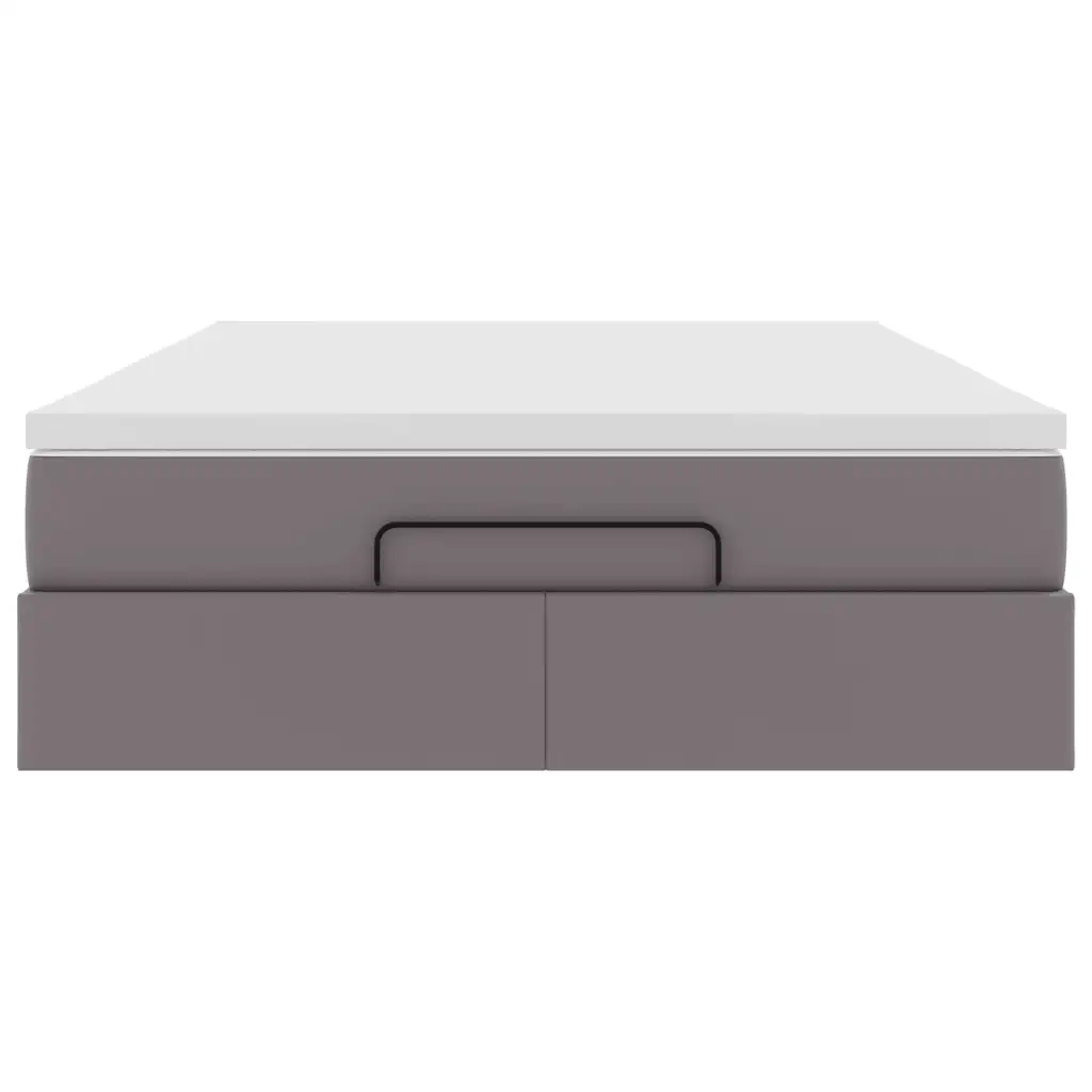 Struttura Letto Pouf con Materasso Grigio 140x200 cm Similpelle