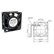 VENTILATORE QUADRATO VENTOLA RAFFREDDAMENTO FRIGO 92 X 92 MM 220VOLT - UNIVERSALE