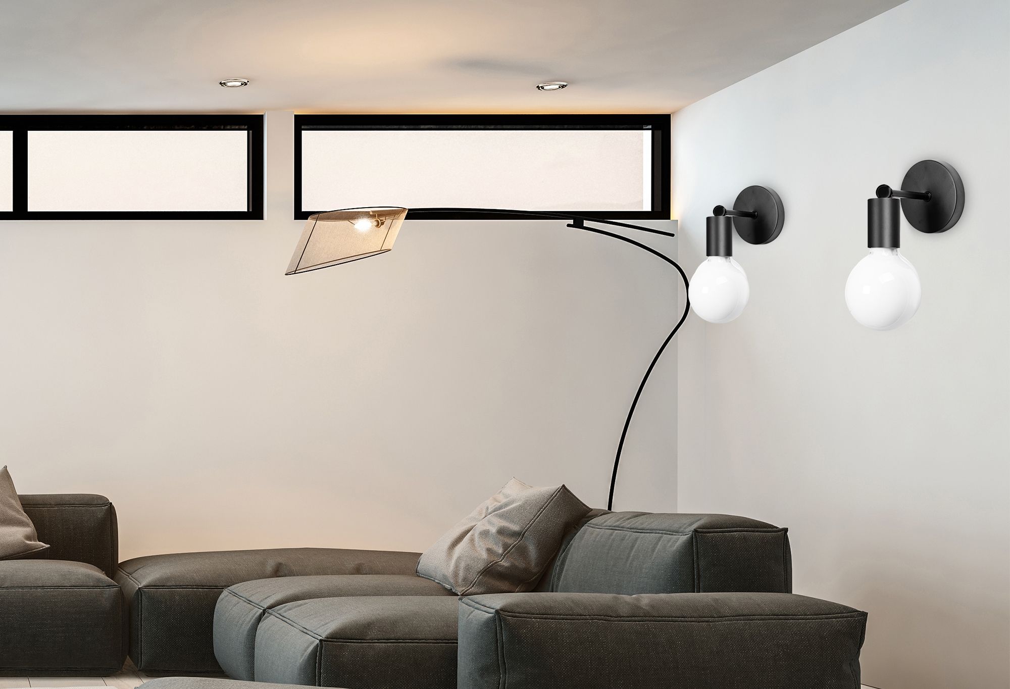 Lampada Da Muro Di Parete Metallico Black 392205