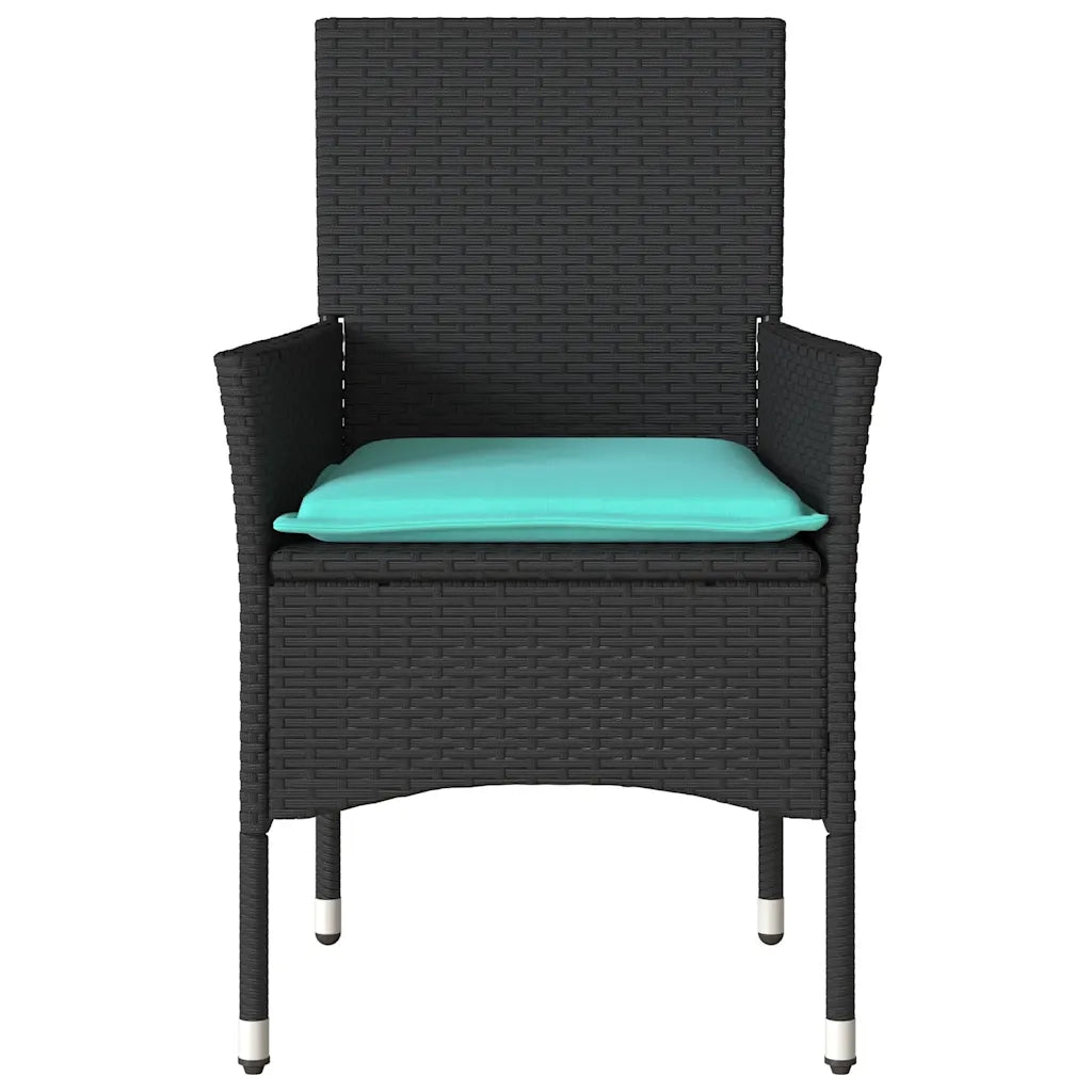 Sedie da Giardino con Cuscini 2 pz | Sedie da Esterno Nere in Polyrattan