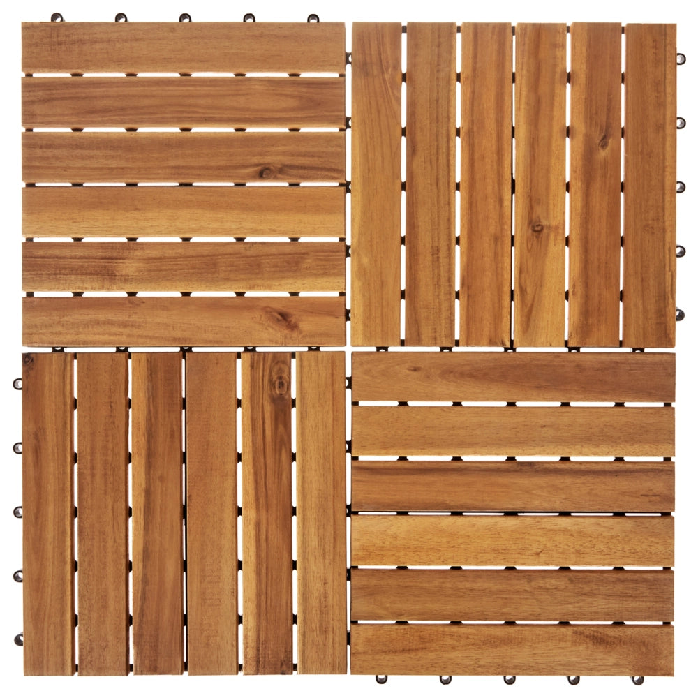 Pavimento in legno di acacia certificato naturale per esterni con base in plastica resistente all'acqua