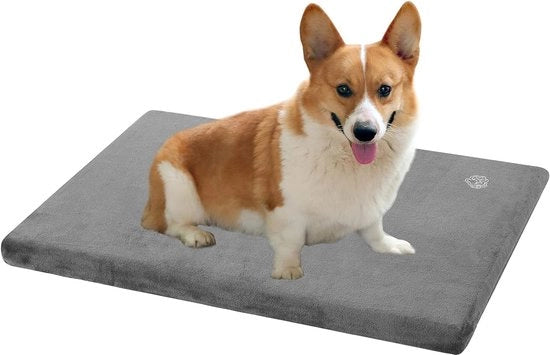 Cuscino per Cani di Medie Dimensioni, Materiale Wasabile, Cuscino per Cani idrorepellente, 74x46x5.8cm, Cuscino per Cani adatto per Gabbie, Cuscino per Cani con Copertura Rimovibile e Wasabile, colore Grigio