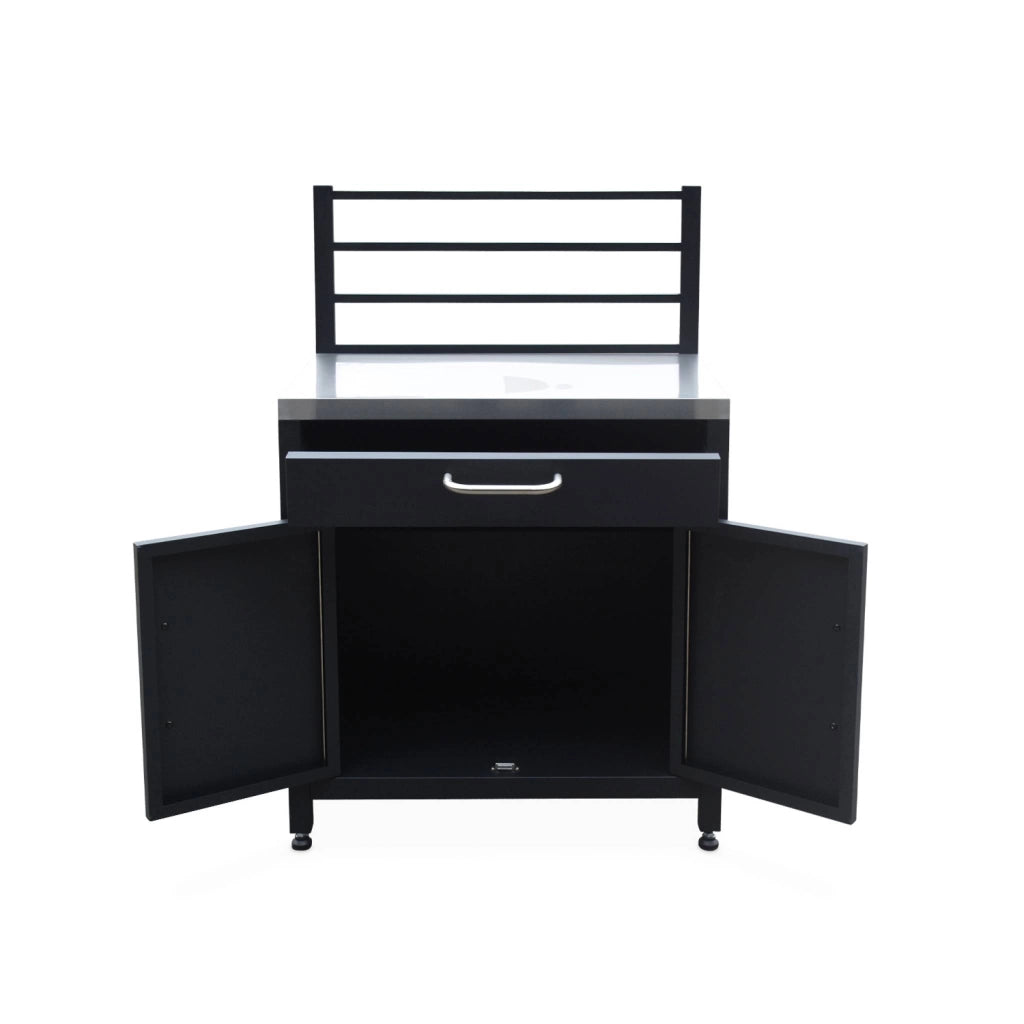 Cucina esterna in acciaio 1 cassetto e 2 ante, 80cm, nero