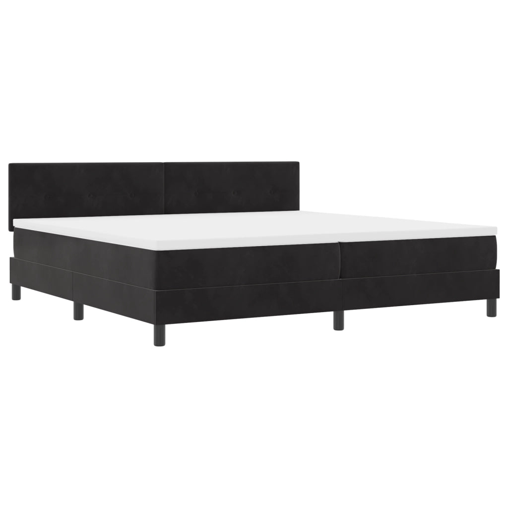 letto box spring  con materasso nero 200x200 cm in velluto