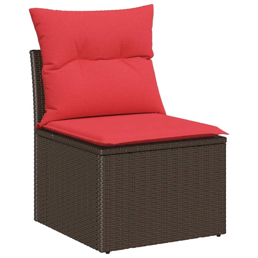 Set Divano da Giardino 7 pz Marrone e Rosso polyrattan 3355823
