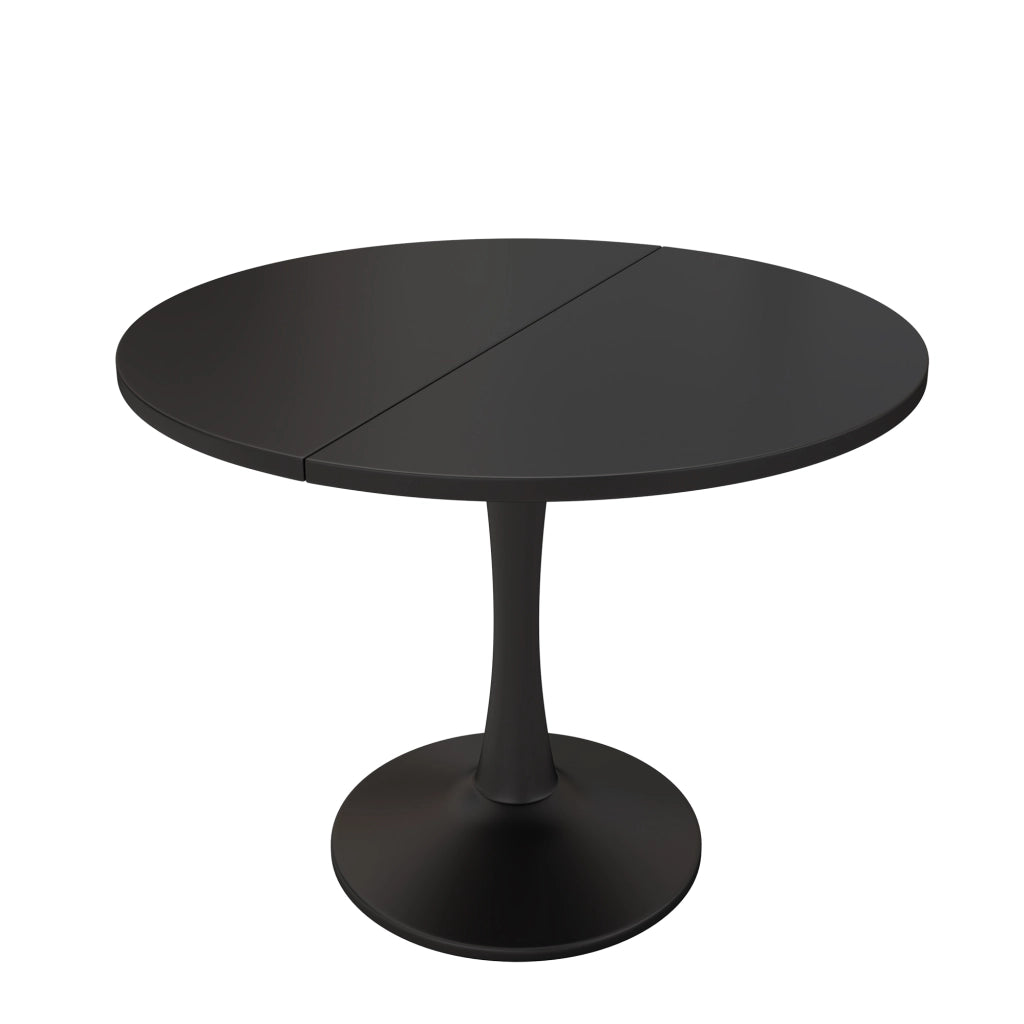 Tavolo da pranzo allungabile ovale con piano in MDF e struttura in ferro per soggiorno moderno nero 100 × 100 × 75 cm