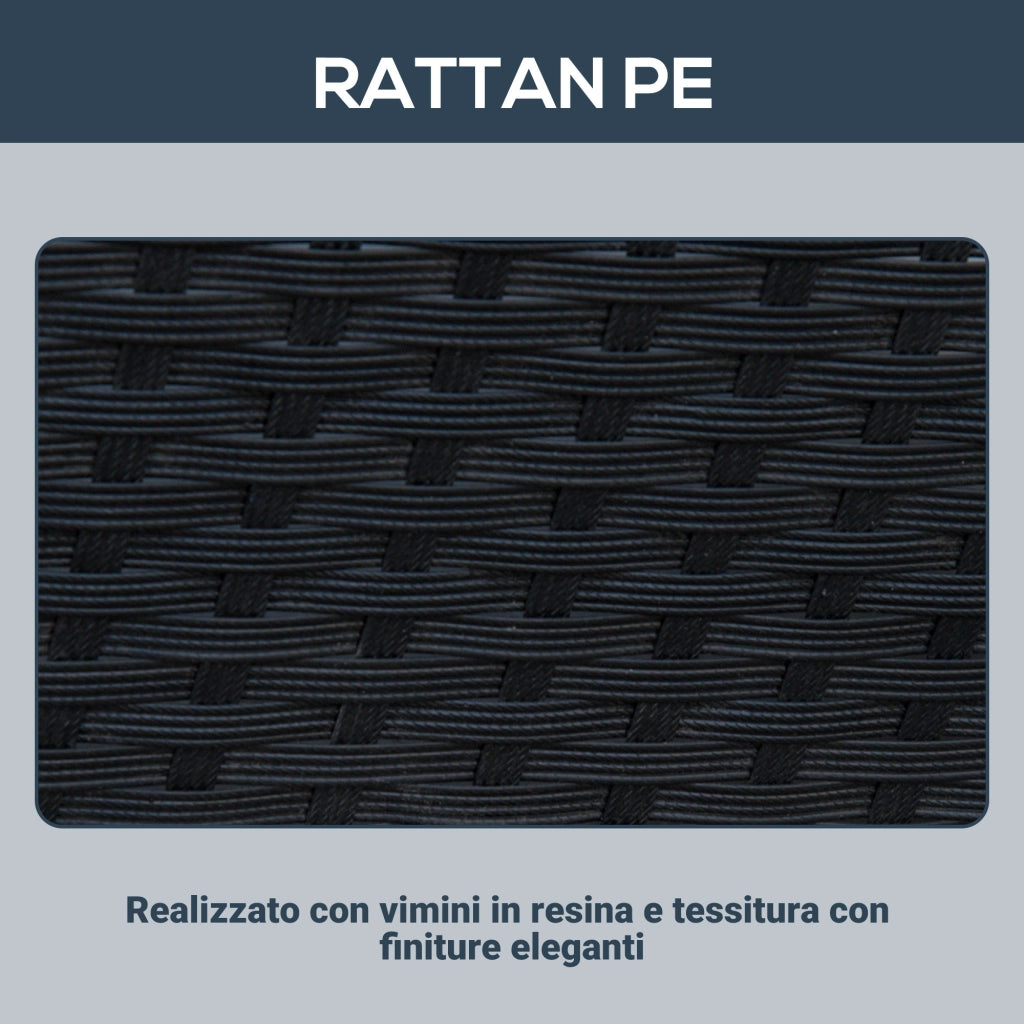 Set Salotto da Giardino in Rattan Sintetico 4 Poltrone e Tavolino Nero