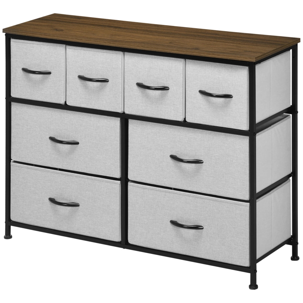 Cassettiera 8 cassetti tessuto pieghevole ¨C zephmum ¨C nero metallo 100x30x78 cm
