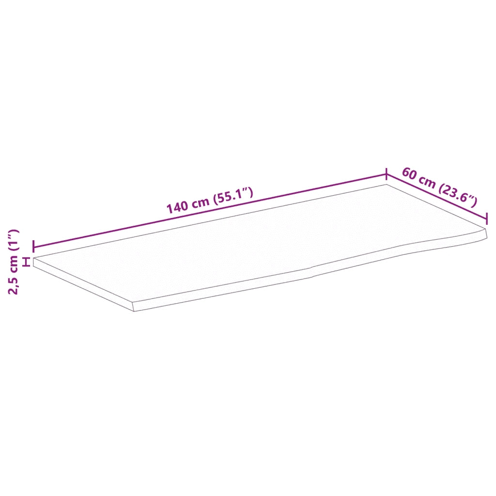 vidaXL Piano Tavolo 140x60x2,5 cm Bordi Vivi Legno di Mango Grezzo