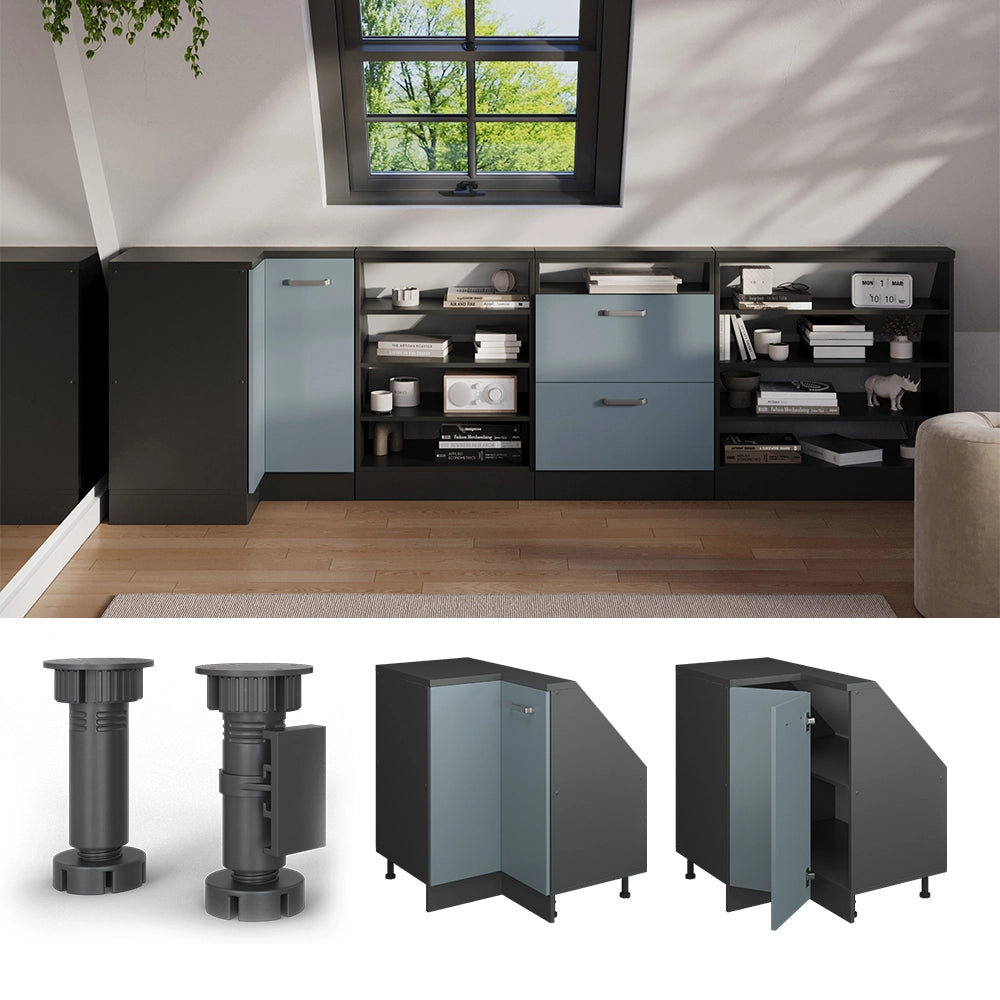 Mobile sottotetto Mobile angolare Rion Grigio-blu/Antracite 75.6 x 83.8 cm con 1 porta Vicco