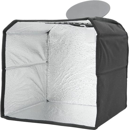 Kit di illuminazione portatile softbox opacizzabile in nero con sfondo a 6 colori, box studio a led dimmerabile 30CM.