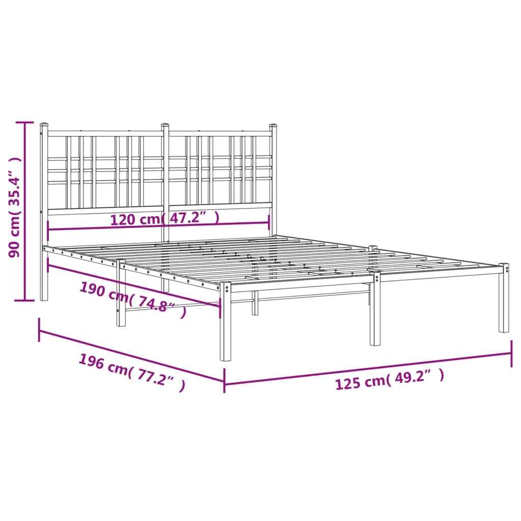 Giroletto con Testiera-Struttura Letto con testiera in Metallo Nero 120x190 cm 564046